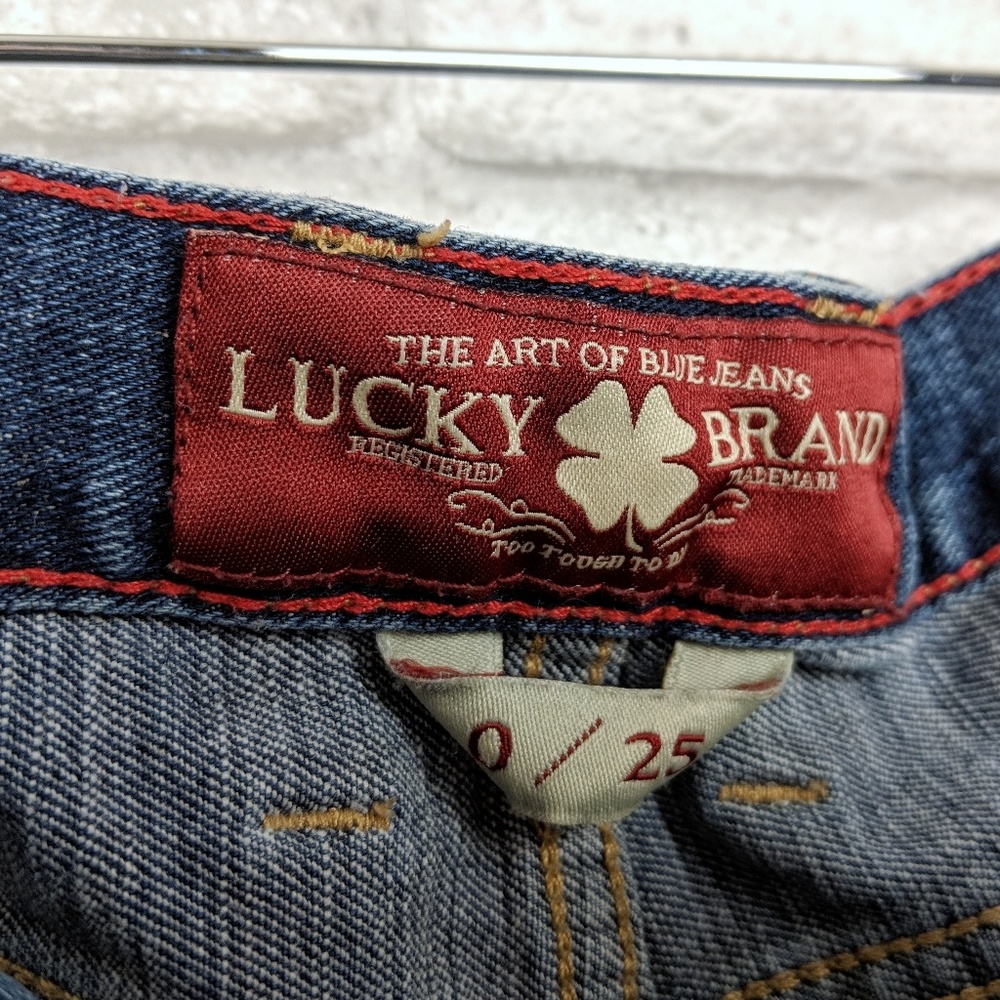 Lucky Brand Denim Shorts Coral Embroidered 0 25 - Picture 4 of 5